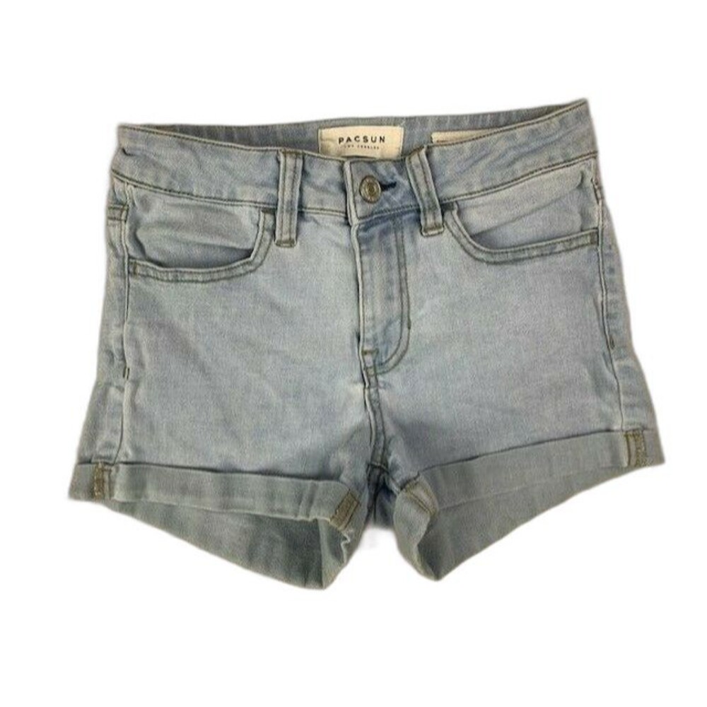 Pacsun Size 24 Womens Shortie Shorts Light Wash Low Rise Super Stretch Cuffed